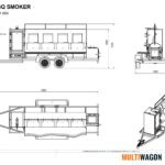 Dessin technique du fumoir barbecue à quatre couvercles