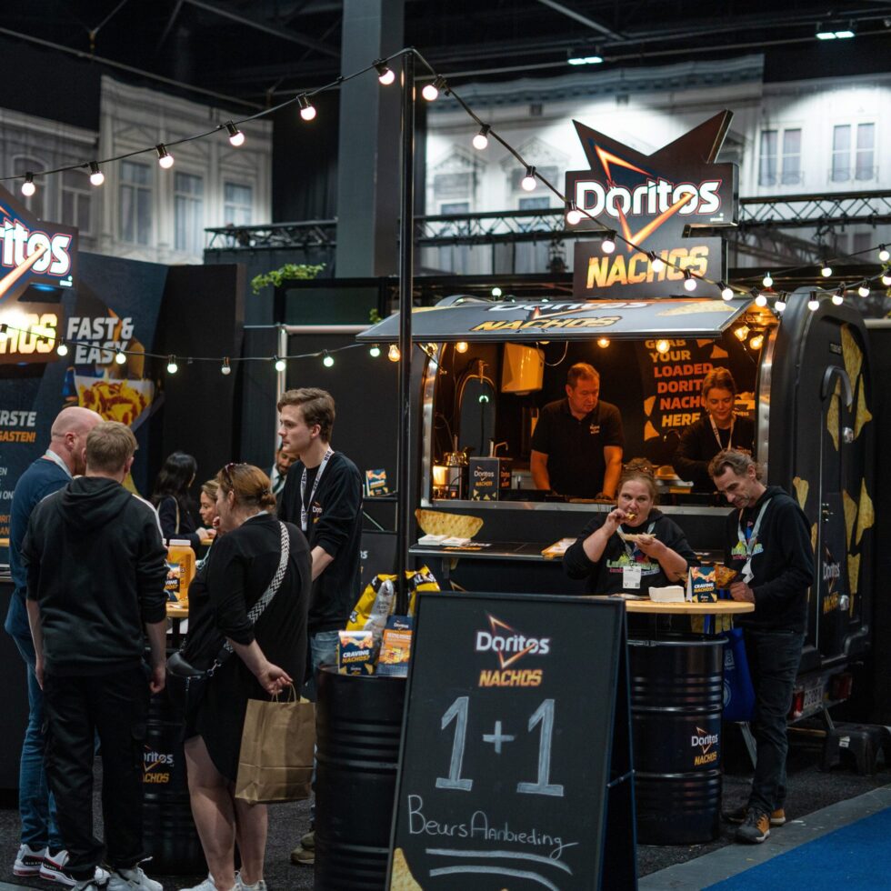 Doritos sales trailer at a fair handing out products