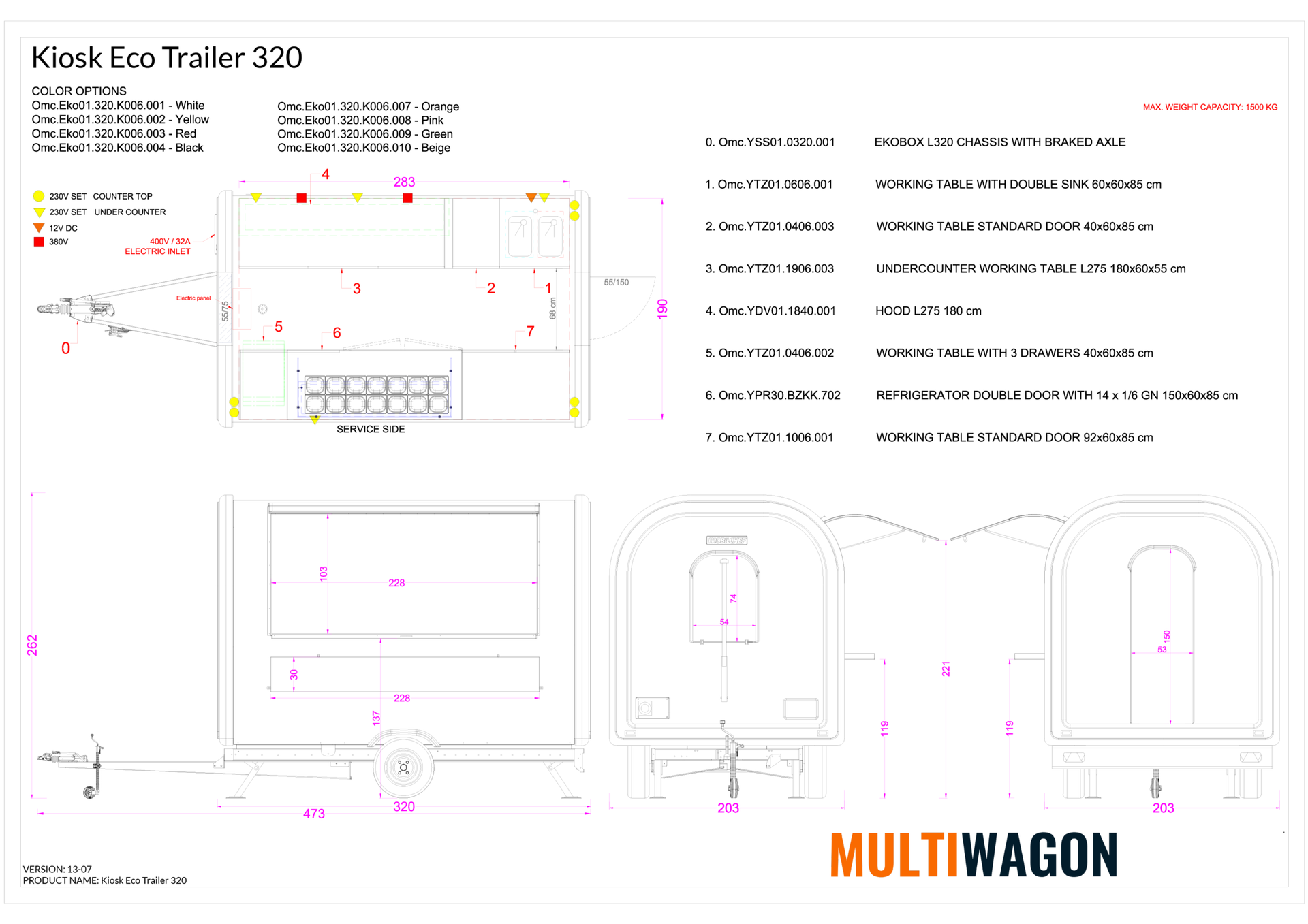 Kiosk Eco Trailer 320 – Technical Drawing