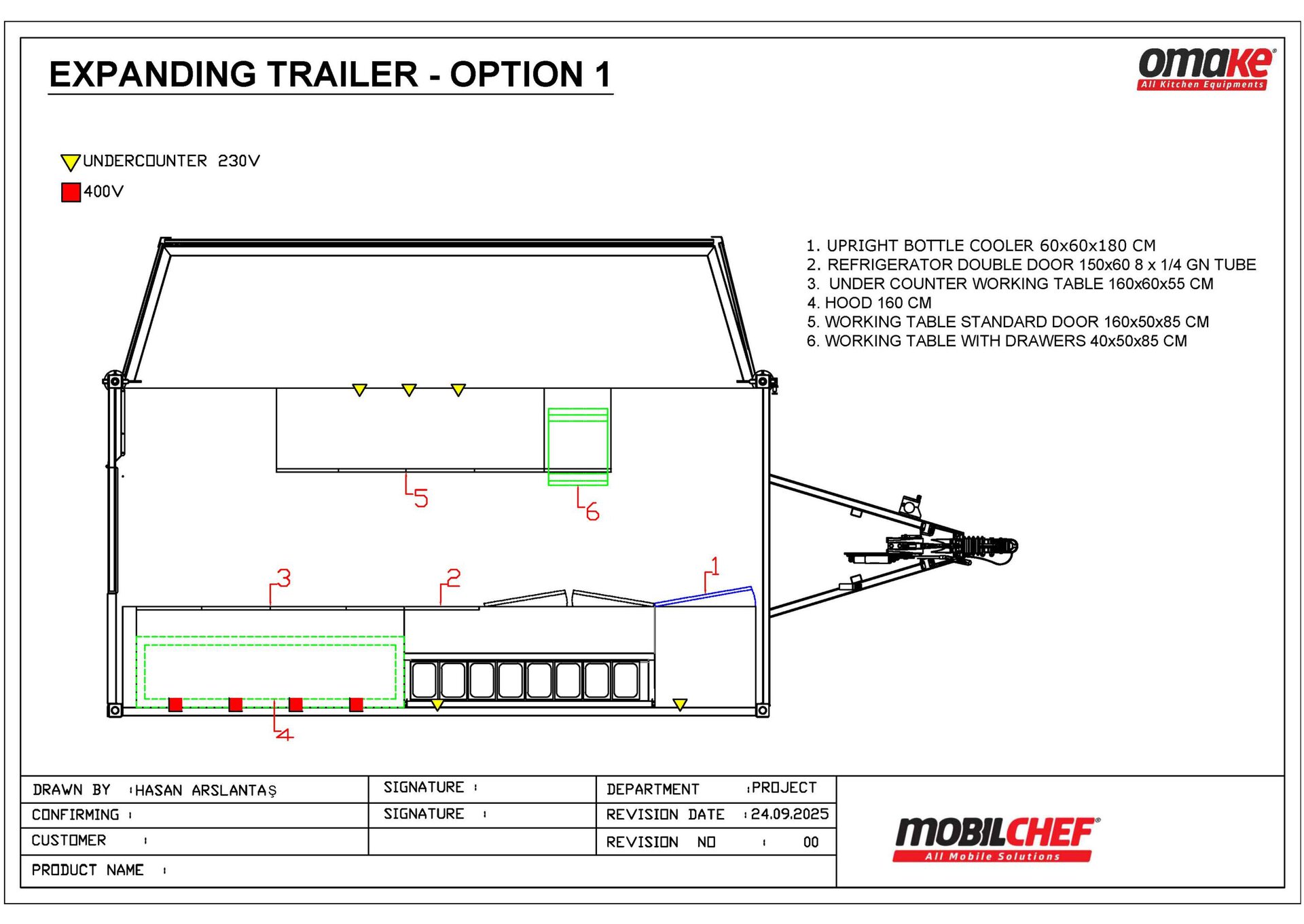 Kitchen Carousel Trailer 450 Technical Drawing